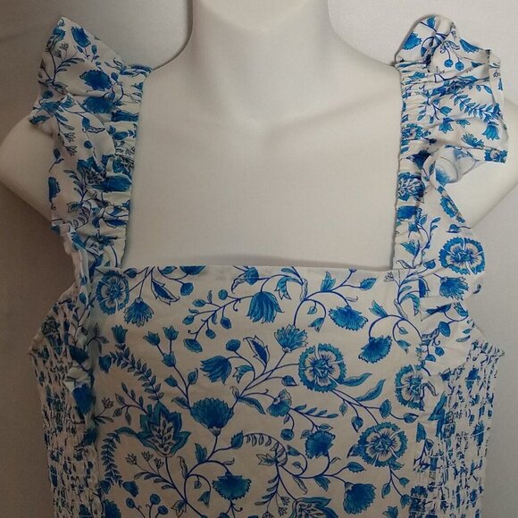 Draper James Med Flutter Strap Square Neckline Sun Dress New Blue Paisley Print - Picture 3 of 4